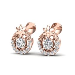 0.40 CTW Micro Pave VS/SI Diamond Halo Solitaire Earrings 14K Rose Gold - REF-34K5W - 20052