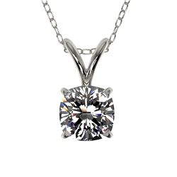 0.50 CTW Certified VS/SI Quality Cushion Cut Diamond Necklace 10K White Gold - REF-79N5Y - 33169