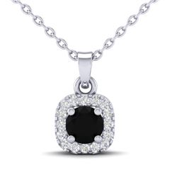 0.47 CTW Micro Pave VS/SI Diamond Heart Necklace Designer Halo 18K White Gold - REF-34A4X - 21303