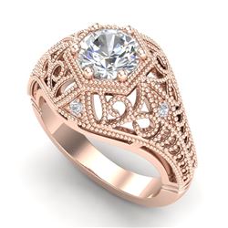 1.07 CTW VS/SI Diamond Solitaire Art Deco Ring 18K Rose Gold - REF-322T5M - 36918