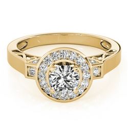 1.25 CTW Certified VS/SI Diamond Solitaire Halo Ring 18K Yellow Gold - REF-220A2X - 27083
