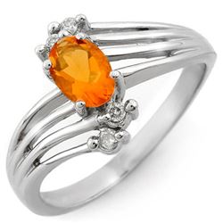 0.60 CTW Opal & Diamond Ring 10K White Gold - REF-24W2F - 10886