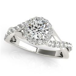 0.85 CTW Certified VS/SI Diamond Solitaire Halo Ring 18K White Gold - REF-140Y2K - 26664