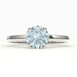 2 CTW Sky Blue Topaz Designer Solitaire Engagement Ring 18K White Gold - REF-36Y2K - 22246
