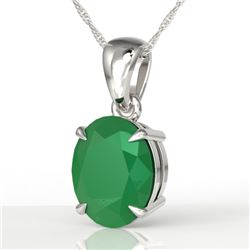 3.50 CTW Emerald Designer Inspired Solitaire Necklace 18K White Gold - REF-33T3M - 21860