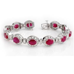 16.0 CTW Ruby & Diamond Bracelet 14K White Gold - REF-400K2W - 13903