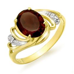 2.03 CTW Garnet & Diamond Ring 10K Yellow Gold - REF-16K4W - 12660