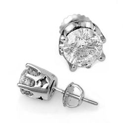 2.0 CTW Certified VS/SI Diamond Solitaire Stud Earrings 14K White Gold - REF-480N8Y - 11162