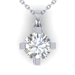1 CTW Certified VS/SI Diamond Solitaire Necklace 14K White Gold - REF-284Y8K - 30402