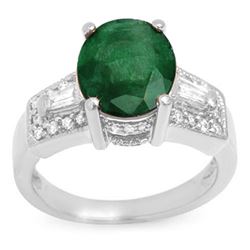 4.55 CTW Emerald & Diamond Ring 14K White Gold - REF-77A8X - 10957