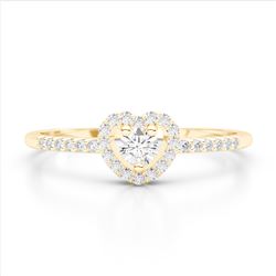 0.33 CTW Micro Pave VS/SI Diamond Halo Heart Ring 18K Yellow Gold - REF-33K3W - 22598