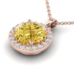 2 CTW Citrine & Halo VS/SI Diamond Micro Pave Necklace Solitaire 14K Rose Gold - REF-33A6X - 21557