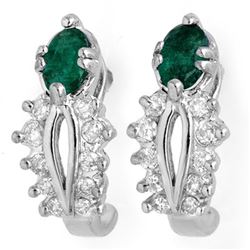 0.85 CTW Emerald & Diamond Earrings 10K White Gold - REF-31N3Y - 10559