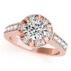 2 CTW Certified VS/SI Diamond Solitaire Halo Ring 18K Rose Gold - REF-471F5N - 27040