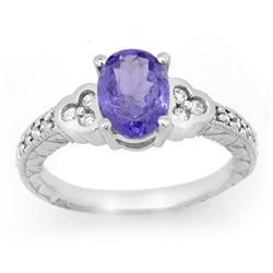 2.42 CTW Tanzanite & Diamond Ring 18K White Gold - REF-76W2F - 14254