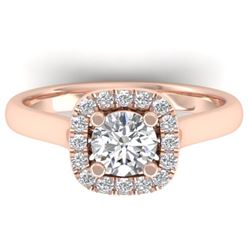 1.01 CTW Certified VS/SI Diamond Solitaire Halo Ring 14K Rose Gold - REF-182M9H - 30418