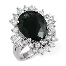 9.51 CTW Blue Sapphire & Diamond Ring 14K White Gold - REF-131T3M - 13252