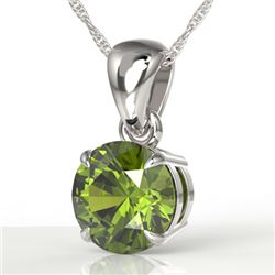 2 CTW Green Tourmaline Designer Solitaire Necklace 18K White Gold - REF-33X3T - 22026
