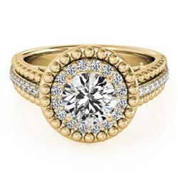 1.15 CTW Certified VS/SI Diamond Solitaire Halo Ring 18K Yellow Gold - REF-217T3M - 26571