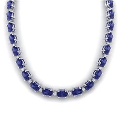 46.5 CTW Tanzanite & VS/SI Certified Diamond Eternity Necklace 10K White Gold - REF-439A5X - 29435