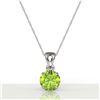 Image 2 : 2 CTW Peridot Designer Inspired Solitaire Necklace 18K White Gold - REF-27K8W - 22033