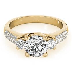 1.25 CTW Certified VS/SI Diamond 3 Stone Micro Pave Ring 18K Yellow Gold - REF-225M3H - 28022