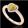 Image 2 : 1 CTW Citrine & Micro Pave Ring Heart Halo 14K Rose Gold - REF-34W9F - 21402