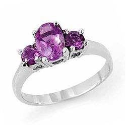 0.85 CTW Amethyst Ring 18K White Gold - REF-29H8A - 13200