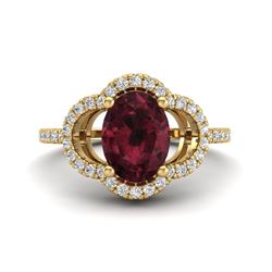 2 CTW Garnet & Micro Pave VS/SI Diamond Ring 10K Yellow Gold - REF-33F3N - 20985