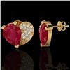 Image 2 : 2.50 CTW Ruby & Micro Pave VS/SI Diamond Earrings 10K Yellow Gold - REF-33K8W - 20078
