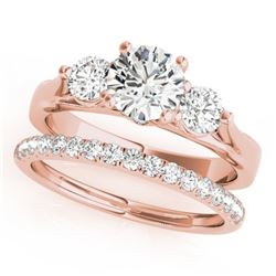 1.92 CTW Certified VS/SI Diamond 3 Stone 2Pc Set Wedding 14K Rose Gold - REF-430H2A - 32034