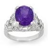 Image 1 : 6.10 CTW Tanzanite & Diamond Ring 14K White Gold - REF-238M8H - 14519
