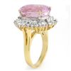 Image 2 : 15.75 CTW Kunzite & Diamond Ring 14K Yellow Gold - REF-246W4F - 10600
