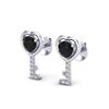 Image 1 : 0.80 CTW Black VS/SI Diamond Micro Key To The Heart Earrings 14K White Gold - REF-32W5F - 22669