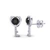 Image 2 : 0.80 CTW Black VS/SI Diamond Micro Key To The Heart Earrings 14K White Gold - REF-32W5F - 22669