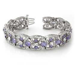 24.0 CTW Tanzanite & Diamond Bracelet 14K White Gold - REF-943M5H - 13461