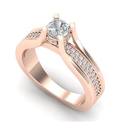 1.01 CTW Cushion VS/SI Diamond Solitaire Micro Pave Ring 18K Rose Gold - REF-200F2N - 37161