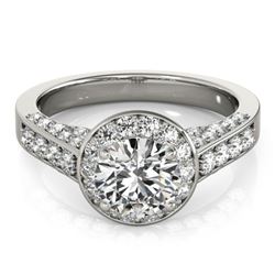 1.5 CTW Certified VS/SI Diamond Solitaire Halo Ring 18K White Gold - REF-242H2A - 26781