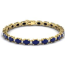 23.5 CTW Sapphire & VS/SI Certified Diamond Eternity Bracelet 10K Yellow Gold - REF-143A6X - 29378