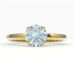 2 CTW Sky Blue Topaz Designer Solitaire Engagement Ring 18K Yellow Gold - REF-36A2X - 22247