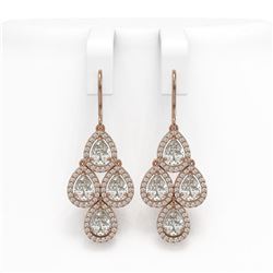 5.85 CTW Pear Diamond Designer Earrings 18K Rose Gold - REF-1090N2Y - 42828