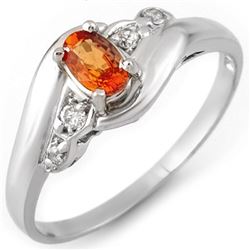 0.42 CTW Orange Sapphire & Diamond Ring 14K White Gold - REF-26K5W - 10890