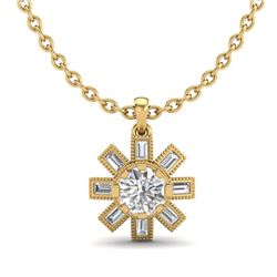 1.33 CTW VS/SI Diamond Solitaire Art Deco Necklace 18K Yellow Gold - REF-220A9X - 37069