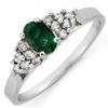 Image 1 : 0.74 CTW Emerald & Diamond Ring 18K White Gold - REF-36X9T - 10108