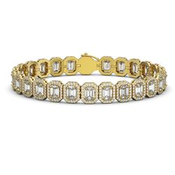 20.25 CTW Emerald Cut Diamond Designer Bracelet 18K Yellow Gold - REF-4284M4H - 42844