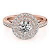 Image 1 : 1.6 CTW Certified VS/SI Diamond Solitaire Halo Ring 18K Rose Gold - REF-234W4F - 26459