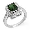 Image 1 : 2.50 CTW Green Tourmaline & Diamond Ring 18K White Gold - REF-87X6T - 10320