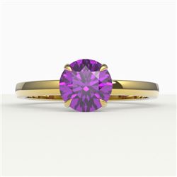 2 CTW Amethyst Designer Inspired Solitaire Engagement Ring 18K Yellow Gold - REF-33X6T - 22210