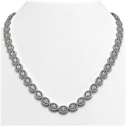 34.96 CTW Oval Diamond Designer Necklace 18K White Gold - REF-6441K8W - 42704