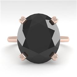 9.0 CTW Oval Black Diamond Engagement Designer Ring 18K Rose Gold - REF-300K2W - 32453